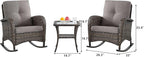 HUMMUH 5-Piece Outdoor Patio Furniture PE Wicker Patio Conversation Set,All-Weather Outdoor Rocking Chairs with Patio Couch Tables for Backyard,Poolside,Deck