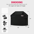 Grillman Grill Cover, BBQ Outdoor Grill Covers, Charcoal, Gas Grills, Waterproof, Rip-Proof, Weather-Resistant, Anti-UV, Barbecue Cover for Weber, Genesis, Charbroil, Nexgrill, etc (Black, 72 Inch)