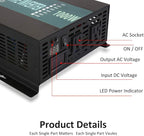 WZRELB RBP100024VCRT 1000W 24V 120V Pure Sine Wave Solar Power Inverter with Remote Control Switch