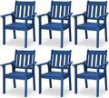 YEFU Patio Dining Chairs Set of 6: All Weather Outdoor Dining Chairs with Wide Curved Seat and Backrest - Outdoor Furniture Plastic for Outside Backyard/Garden/Porch/Deck 350lbs Capacity Blue