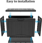 50 Gallon Heavy Duty Outdoor Deck Box with Lockable Lid, All Weather Waterproof Storage for Patio Cushions, Pool Toys, Garden Tools - Rust-Proof Resin Design (Black)