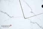 Elementi+ | Bundle Bianco Gas Fire Pit | Marble Porcelain & Metal Frame | 40" Square Fire Table | Electronic Ignition | Canvas Cover, Fire Glass & Burner Lid Included | White | Propane Gas