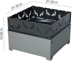 21.5 Inch Outdoor Wood Burning Fire Pit, Bonfire Grill for Patio and Backyard, Outdoor Portable Fireplace with Flame Panel - Flint Gray