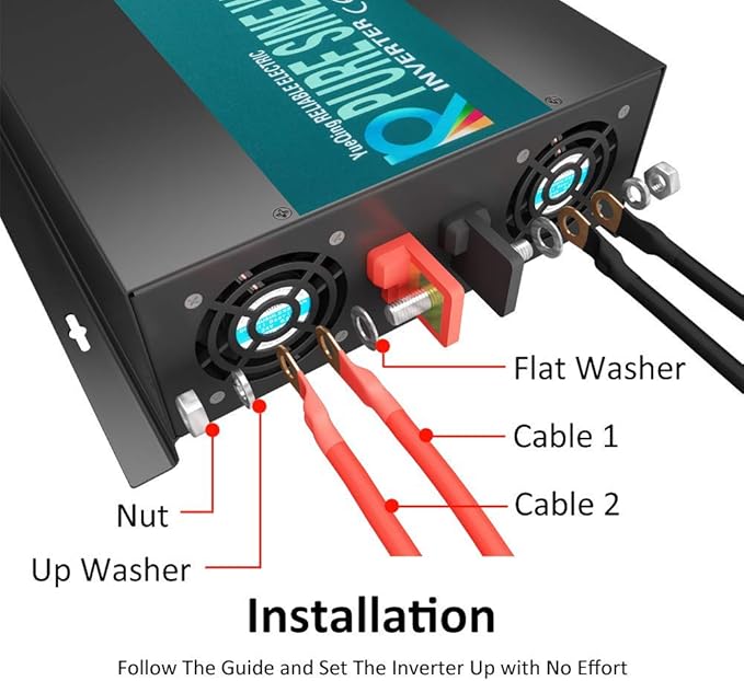 WZRELB 2500W 36V 120V Pure Sine Wave Power Inverter with Remote Control,2 AC Outlets,Car Inverter,RBPRC-250036
