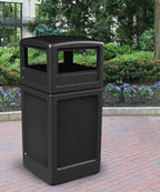 42 Gallon Square Black Waste Container and Dome Lid Set | Exterior Trash Can | Outdoor Trash Can with Lid | Trash Bin for Outdoor | Decorative Trash Can with Lid | Compost Trash Recycle Bin