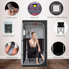 Smartmak Portable Infrared Sauna Box with 660nm Red Light Therapy Lamp for Home, Personal Indoor Full Body Dry Sauna Spa Tent, Relax Saunas with 6 Heaters, Heated Foot Pad, Remote, Chair, Greyborder