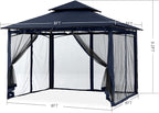 MASTERCANOPY Outdoor Garden Gazebo for Patios with Stable Steel Frame and Netting Walls (9x9,Navy Blue)