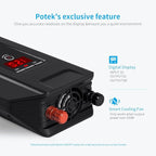 POTEK 750W Power Inverter 12V DC to 110V AC Car Adapter with Two USB and AC Charging Ports for Laptop,Tablet, Smartphone,Camera and More