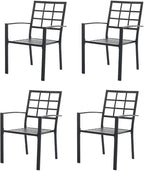 Outdoor Dining Chairs Set of 4, Aluminum Frame Stackable Patio Dining Chairs with Armrest, Wrought Iron Patio Bistro Chairs for Lawn, Backyard, Garden, Porch