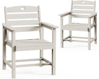 HDPE 2-Piece Outdoor Dining Chairs, Weather-Resistant Heart-Cutout Design Patio Dining Chairs, Outdoor Furniture for Lawn, Patio, Porch, Deck, Poolside, Yard (White)