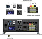 WZRELB 5000W 36V 120V Pure Sine Wave Power Inverter with 2 AC Outlets,Remote Control, Car Inverter