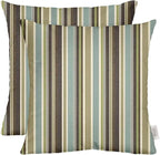 RSH DECOR: Sunbrella Square Throw Pillows Set of 2 | 24" x 24" | Water and Fade-Resistant Performance Fabric | Outdoor Pillow Covers with Down-Alternative Inserts | Brannon Whisper