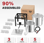 60QT Crawfish Boiler | Seafood Boiling Kit | Dustproof Cover & 12" Skimmer Included | 110,000BTU Propane Jet Burner | 0-20 PSI CSA Certified Regulator | Crab Boil Pot for Outdoor Backyard Cooking