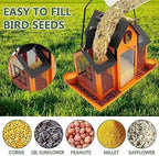 Solar Bird Feeders House for Outside Hanging, Metal Wild Bird Feeder for Outdoors, Large Cardinal Bird Feeder Birdhouses Orange