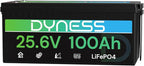 24V 100Ah LiFePO4 Battery, 25.6V Lithium Battery with 2560Wh Power, Built-in 100A BMS with Low Temp Protection, Supports 4P2S Connection, Up to 20.48kWh, Perfect for RV, Solar System, Marine
