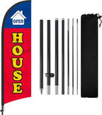 Open House Flag for Real Estate 8 Ft Open Feather Flags Banner with Pole Kit and Ground Stake for Outside Outdoor