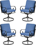 MELLCOM Patio Swivel Chair Set of 4, Heavy Duty Outdoor Dining Chairs with Thickened Cushions, Metal Patio Chairs Gentle Rocker for Outside, Garden Lawn & Porch, Backyard, Blue