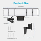 Olafus 130W Flood Lights Outdoor Plug in, 13000LM LED Security Light, 6500K Exterior Flood Lights with 5 Adjustable Heads, IP65 Waterproof Outdoor LED Safety lamp for Backyard Garage Patio Black