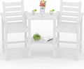 Tall Adirondack Chairs Set of 2, All Weather HDPE Poly Bar Height Balcony Adirondack Chair with Removable Double Connecting Trays, Outdoor Adirondack Barstools for Deck, Patio, Yard, Pool, Lawn