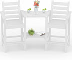 Tall Adirondack Chairs Set of 2, All Weather HDPE Poly Bar Height Balcony Adirondack Chair with Removable Double Connecting Trays, Outdoor Adirondack Barstools for Deck, Patio, Yard, Pool, Lawn