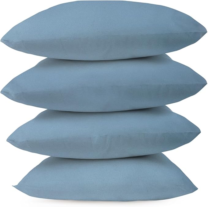 Covers & All Premium Square Throw Pillow Inserts with Covers Set of 4, 20 x 20 Inches Sky Blue, Decorative Cushions for Couch Sofa Home Decor Office Travel UV Resistant Waterproof Soft Cushions