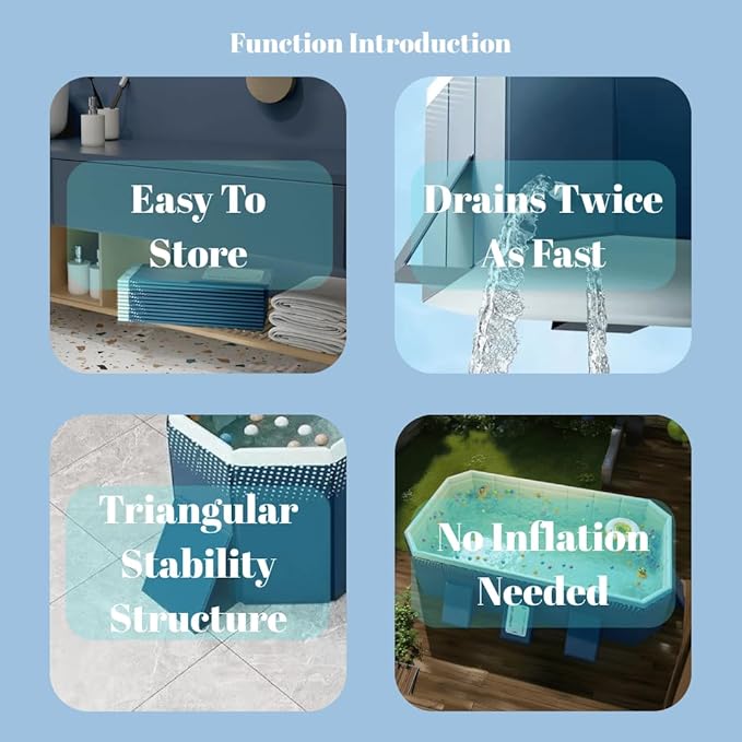Foldable Swimming Pool, Non-Inflatable Kids' and Adults' Outdoor Large Swimming Pool, Anti-Slip PVC Family Pool, Summer Water Party for Outdoor, Garden, Backyard (Tiny)