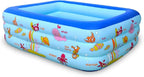 Inflatable Swimming Pool for Kids and Adults, 83" x 57" x 25" Kiddie Pool with Inflatable Soft Floor, Ocean World Family Blow Up Pool for Birth, Backyard, Garden, Party