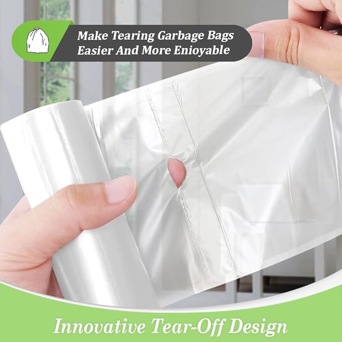 1 Gallon 330 Counts Strong Trash Bags Garbage Bags by Teivio, Bathroom Trash Can Bin Liners, Small Plastic Bags for home office kitchen, Clear