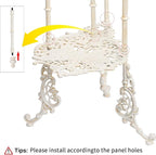 Sungmor Vintage Cast Iron 3-Tier Plant Stand, Elegant Butterfly & Floral Design with Antique White Finish, 28 Inch Tall Rustic Flower Pot Holder, Heavy Duty Metal Display Shelf for Indoor and Outdoor