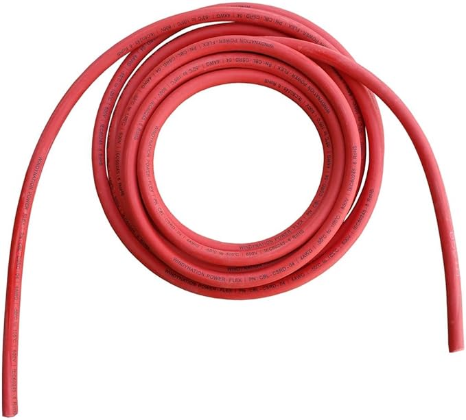WindyNation 2 Gauge AWG (2 Feet Black + 2 Feet Red) Power Inverter Battery Cable Wire Kit for DC to AC Inverters RV, Car, Solar, Marine, Off-Grid
