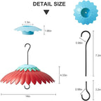 Squirrel Baffle for Hanging Bird Feeder Rain Cover for Outside Weather Guard Protect Feed from Sun Blue Dome Attract Hummingbirds, Moat Proof, Easy to Clean-14inch(Red)