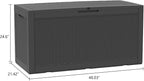 Modern-Depo 100 Gallon Deck Box Waterproof Outdoor Storage Bench Polypropylene PP Garden Tools Pool Towel Storage Bin Porch Delivery Box, Black