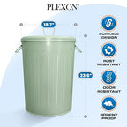 Plexon Large Metal Trash Can with Lid 20 Gallon, Decorative Outdoor Trash Can Heavy Duty Galvanized Metal Bucket with Lid for Garage Workshop Ash Storage Farmhouse, Green 3 Pack