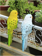 Realistic Parrot Sculpture Resin Hanging Parrots Garden Statues Lifelike Bird Figurines Landscape Ornament Patio Yard Lawn Figurine Tree Decor, Outdoor Garden Wall Statues (GreenYellow)