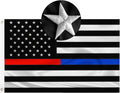 Embroidered Thin Blue and Red Line Flag 3x5 Outdoor Police Firefighter Flag Polyester Fiber Bright Color with Durable Canvas Header and 2 Non Fading Brass Grommets