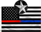 Embroidered Thin Blue and Red Line Flag 3x5 Outdoor Police Firefighter Flag Polyester Fiber Bright Color with Durable Canvas Header and 2 Non Fading Brass Grommets