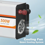 500W Power Inverter, DC 12V to 120V AC Converter for Vehicles Car, Pure Sine Wave Adapter with USB Port and 2 AC Outlets Car Charger for Laptop Smartphone Small Power Tool