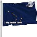 Alaska Flag 3x5 FT Sturdy for Outside, Heavy Duty 3Ply Polyester Alaska State Flags Outdoor, Double Sided Long Lasting AK State Flag Brass Grommets