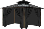Gazebo Universal Replacement Privacy Curtain, 12'X14' Gazebo Curtains Outdoor Waterproof, 4-Panels Sidewall with Zipper for Patio, Garden and Backyard (Only Curtains, 12'X14', Black)
