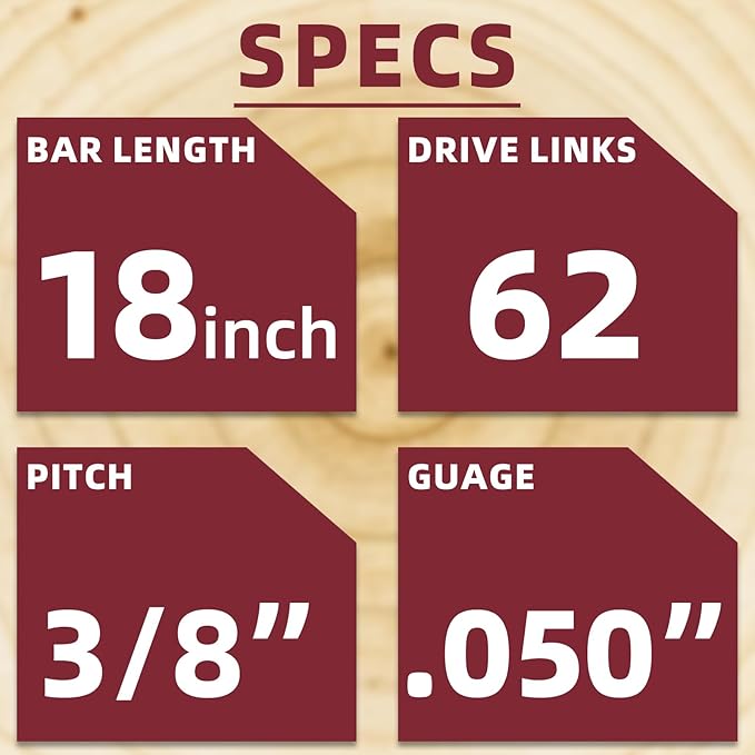 5 Pack 18 Inch Chainsaw Chain 62 Drive Links 3/8" LP Pitch .050" Gauge Fit Craftsman CS1803, Ego CS1800, Poulan 2025, Kobalt KCS 180B-06, Echo CS-280, Greenworks- S62