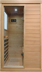 1 Person Infrared Sauna, Infrared Sauna Indoor,Home Sauna Low EMF Infrared Saunas, 1050Watt, Canadian Hemlock, Smart Display, 2 Bluetooth Speakers, Eye-Protection Reading Lamp