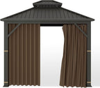 Gazebo Universal Replacement Privacy Curtain – Hugline 10' x 12' Gazebo Side Wall Outdoor Privacy Panel with Zipper (Brown)