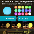 10-in Solar Globe Light, Solar Garden Ball Light Outdoor w/Remote, 16 RGB Color 4 Modes Glowing Ball, Waterproof Smart Light Sensor Control Outdoor Orb Lamp w/Ground Stake for Pathway Patio Yard Party