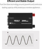 YSOLX 2000W Pure Sine Wave Power Inverter 12V to 110V/120V AC Converter for Home, RV, Truck, AC Hardwire Port, Remote Controller，Off-Grid Applications
