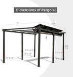 Domi 11’ X 16’ Outdoor Retractable Pergola with Weather-Resistant Canopy Aluminum Garden Pergola Patio Grill Gazebo for Courtyard
