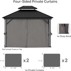 Gazebo Curtain Replacement Universal 4-Panel Sidewalls 10' x 12', Outdoor Gazebo Privacy Curtains with Zipper, Replacement for Patio Canopy, Garden, Backyard, Grey (Curtain Only)