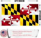 Maryland States Flag 2x3 Outdoor Made in USA - Double Sided Heavy Duty Vivid Color Maryland MD Flags with 2 Brass Grommet