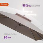 PURPLE LEAF 10ft Cantilever Outdoor Patio Umbrella Large Heavy Duty 360° Rotation Double Top Offset Rectangular Umbrellas for Backyard Deck Pool, Cast Ash
