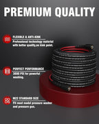 Flexible Pressure Washer Hose 100 FT, 3600 PSI Kink Resistant Power Washer Hose Replacement, 1/4" electric Washer Hose Extension With M22 x 3/8" Quick Connector