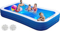 Inflatable Swimming Pool with Pool Lights, 130" x 72" x 22" Full-Sized Large Inflatable Family Pool, Summer Water Party, Outdoor, Garden Backyard, Suitable for Adults